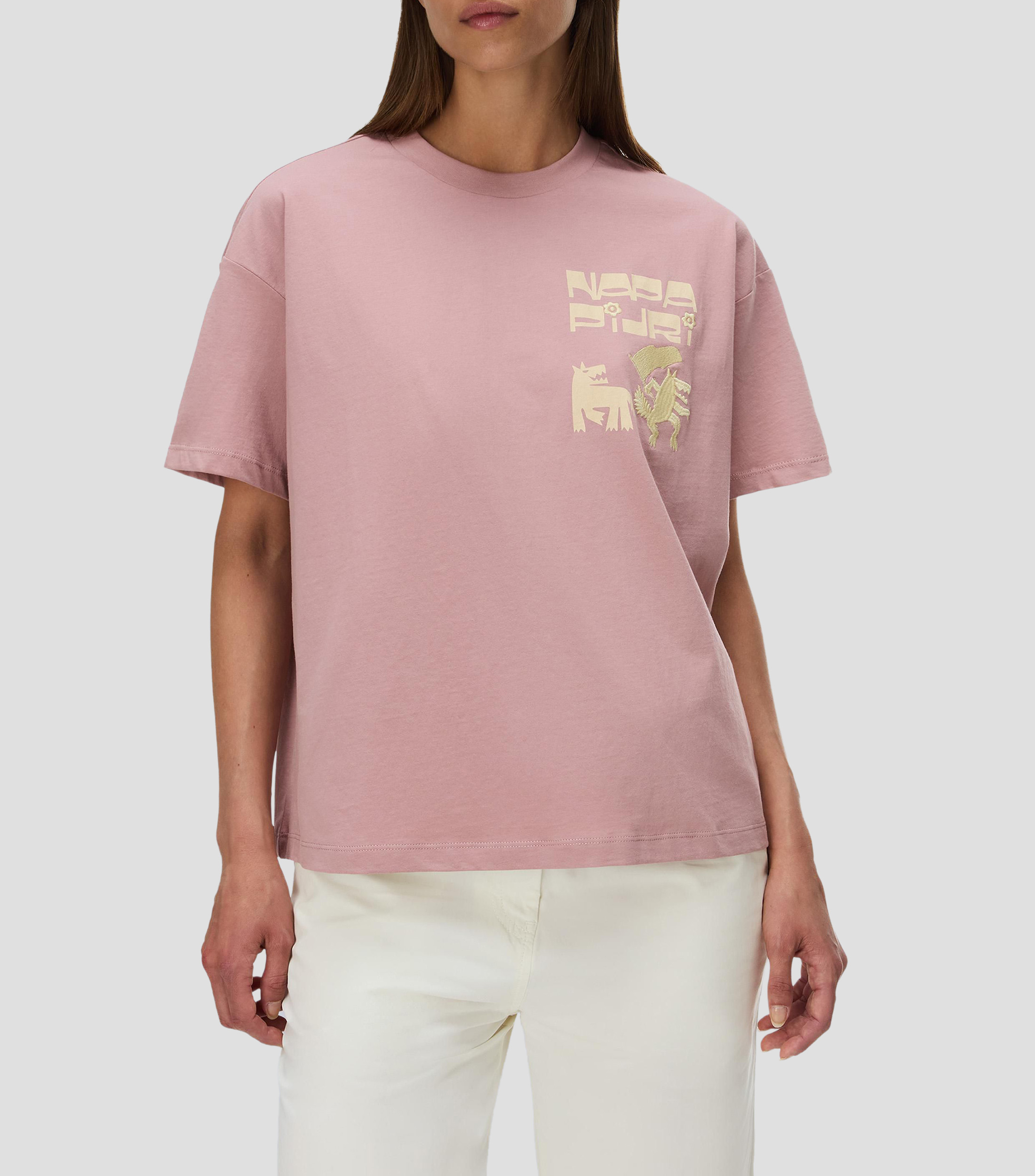 Playera cuello redondo manga corta Aral lisa Mujer
